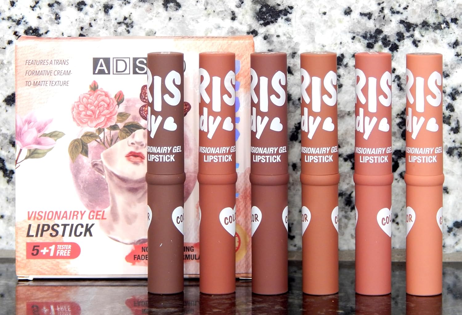 ADS-PRO Matte Non-Transferable Nude Lipstick Pack of 6, Crayon Nude Lipstick Pack, Brown Shade, Waterproof, coffee color, Non-Feathering, Up to 12 Hours Stay,