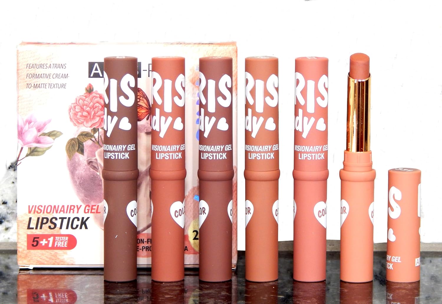 ADS-PRO Matte Non-Transferable Nude Lipstick Pack of 6, Crayon Nude Lipstick Pack, Brown Shade, Waterproof, coffee color, Non-Feathering, Up to 12 Hours Stay,