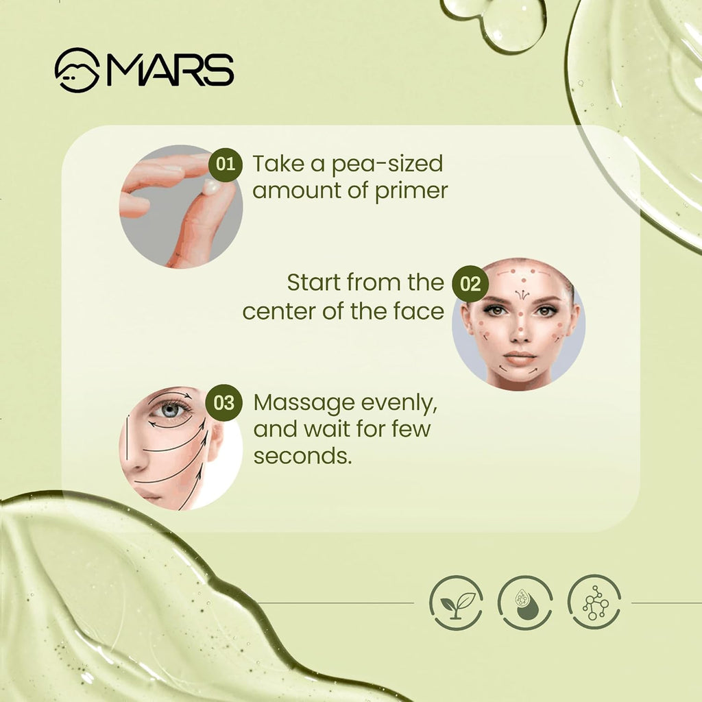 MARS Glow O' Clock Gel Primer for Face Makeup | Enriched with Green Tea Extracts | Dewy Primer | Long Lasting