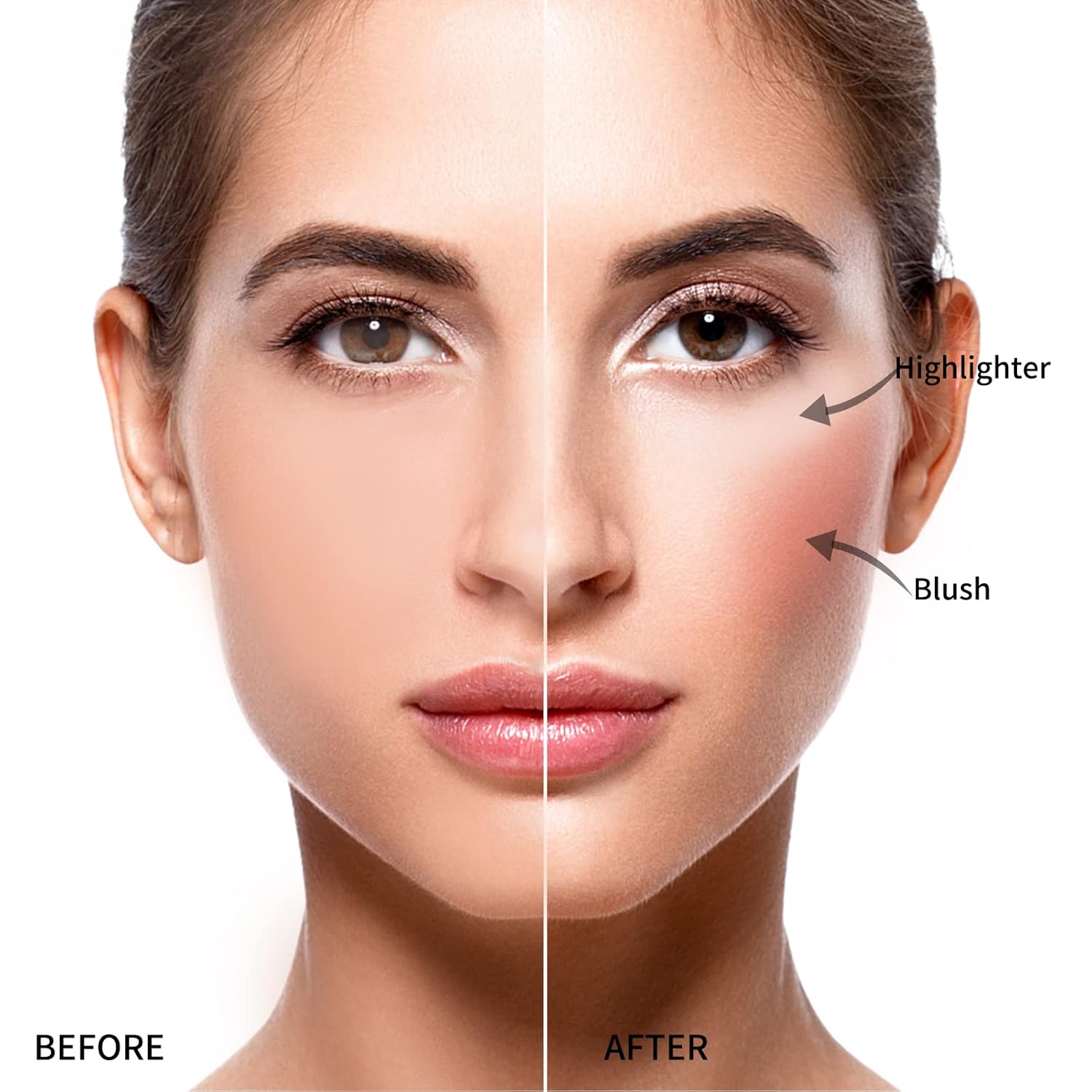 Mocallure 3 in1 face blusher + highlihger with mini compact palette | travel friendly (SHADE A, MINI)