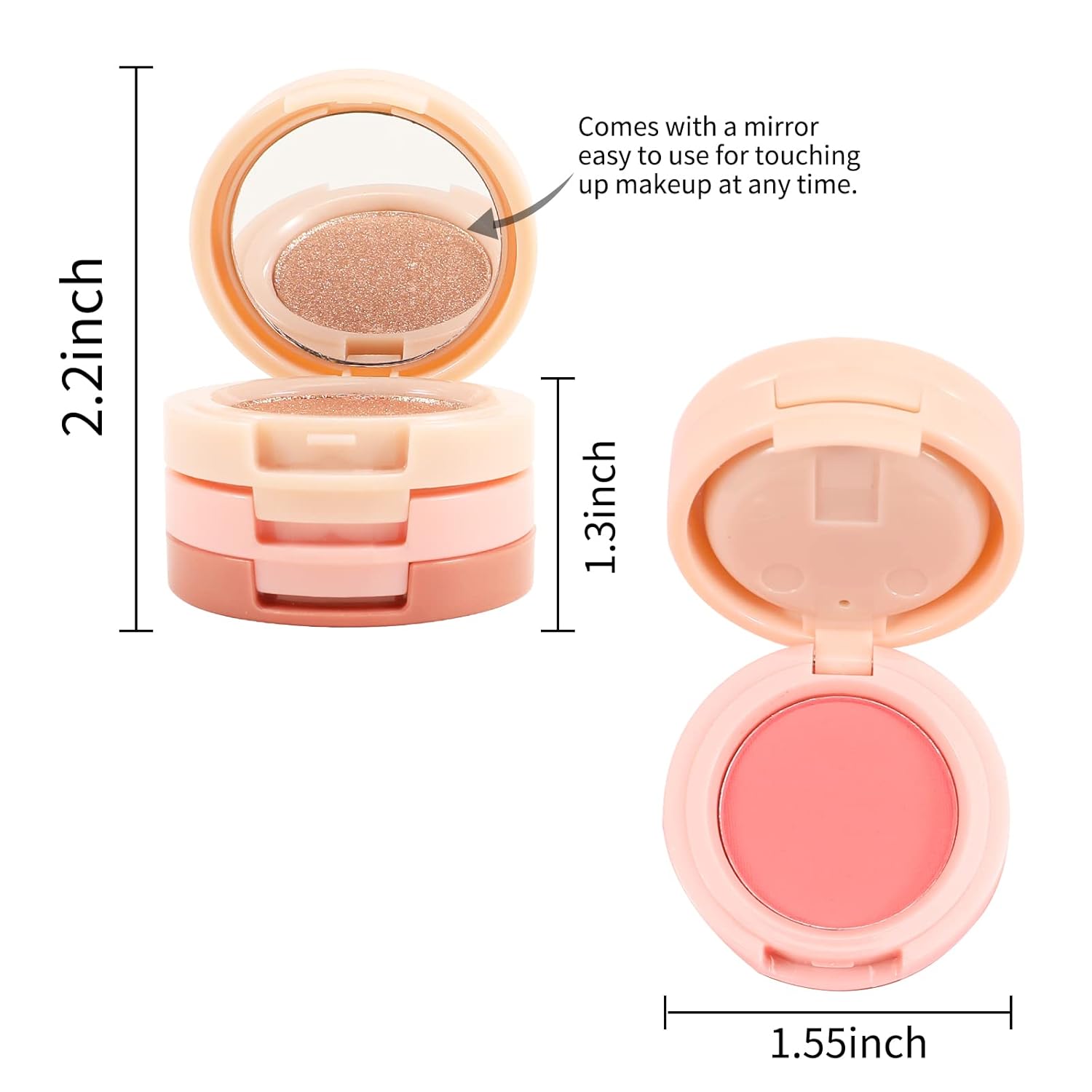 Mocallure 3 in1 face blusher + highlihger with mini compact palette | travel friendly (SHADE A, MINI)