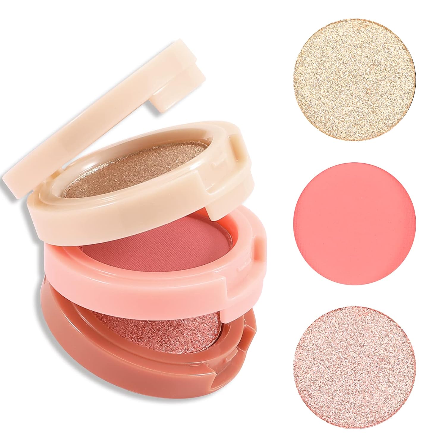 Mocallure 3 in1 face blusher + highlihger with mini compact palette | travel friendly (SHADE A, MINI)