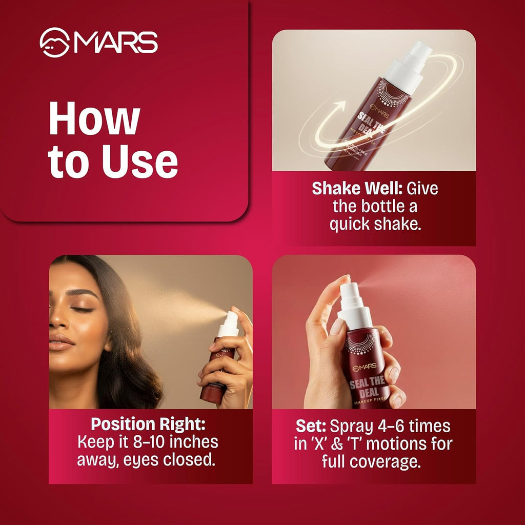 MARS Long Lasting Makeup Fixer spray with Hyaluronic acid | Hydrating Dewy base Setting Spray for Professional Face Make up
